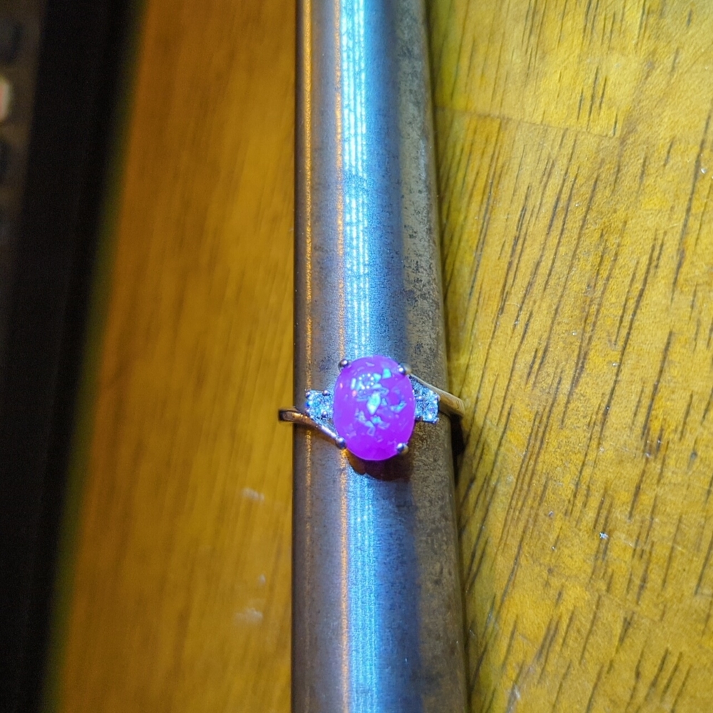 Pink Faux Crystal Ring Size 6.5